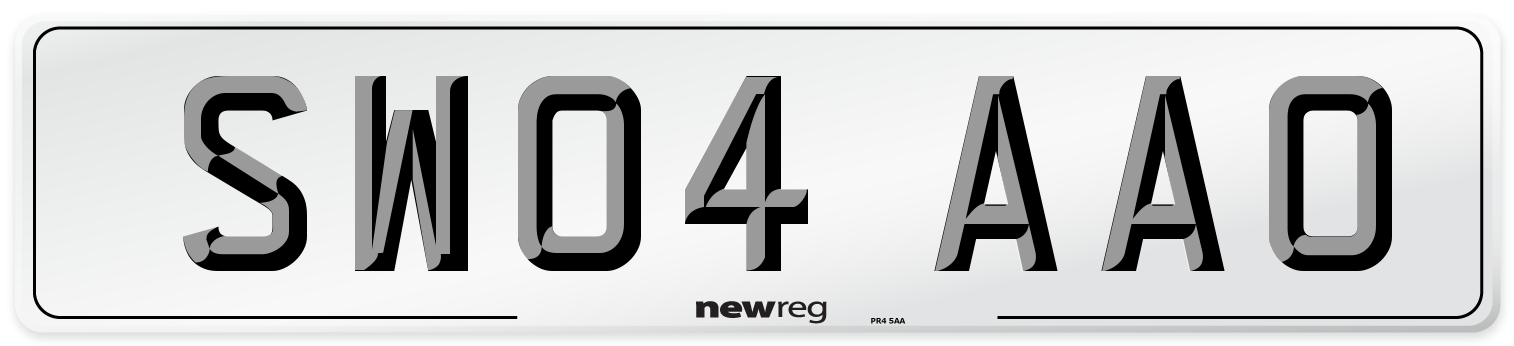 SW04 AAO Number Plate from New Reg